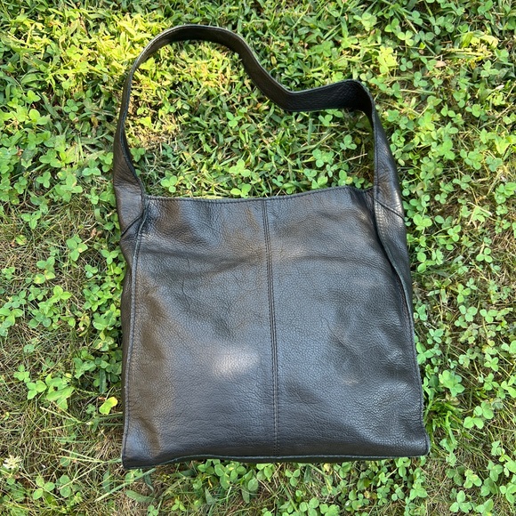 American Leather Co Brown Black Leather Shoulder Handbag - Picture 4 of 7